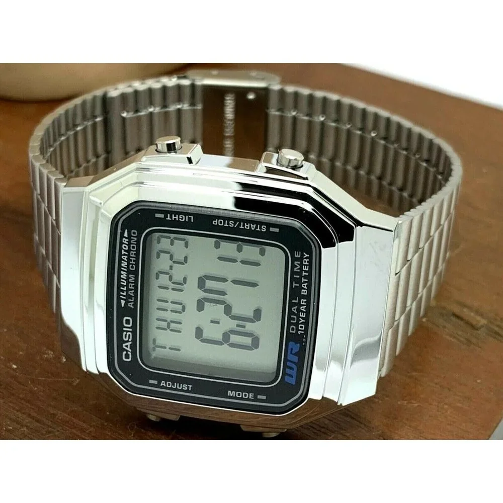 Casio Men's Watch A178WA-1A Silver Stainless Steel 34mm Digital Quartz 3234